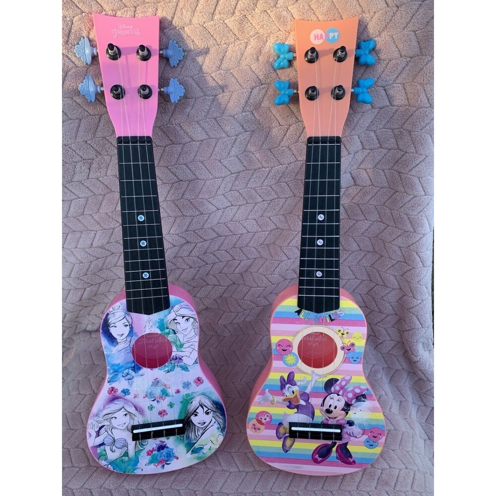 2 Disney Ukulele Guitar  Minnie Mouse Princess Kids Child Toy Pink First Act